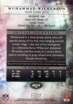 2015 Topps Inception #92 Muhammad Wilkerson Back