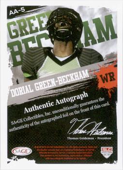 2015 SAGE HIT - Artistry Autographs #AA-5 Dorial Green-Beckham Back