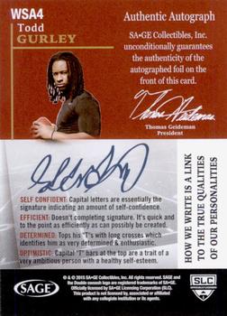 2015 SAGE HIT - Write Stuff Autographs #WS4 Todd Gurley Back