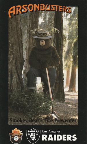 1988 Los Angeles Raiders Smokey #12 Smokey Bear Front