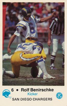 1981 San Diego Chargers Police #6 Rolf Benirschke Front
