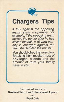 1981 San Diego Chargers Police #66 Billy Shields Back