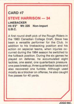1985 JOGO #7 Steve Harrison Back