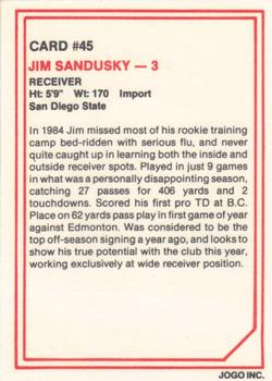 1985 JOGO #45 Jim Sandusky Back