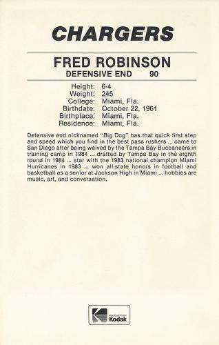 1985 Kodak San Diego Chargers #NNO Fred Robinson Back