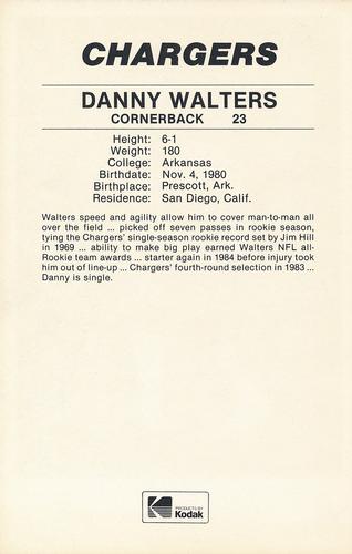1985 Kodak San Diego Chargers #NNO Danny Walters Back