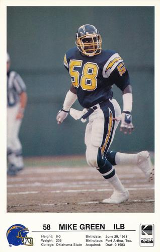 1986 Kodak San Diego Chargers #NNO Mike Green Front