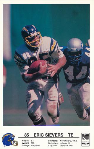 1986 Kodak San Diego Chargers #NNO Eric Sievers Front