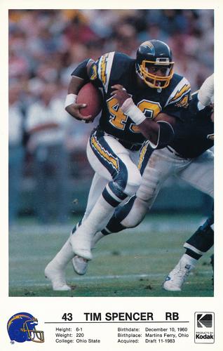 1986 Kodak San Diego Chargers #NNO Tim Spencer Front