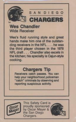 1987 San Diego Chargers Police #5 Wes Chandler Back