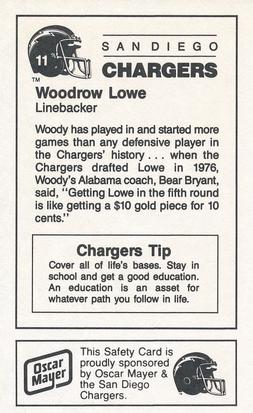 1987 San Diego Chargers Police #11 Woodrow Lowe Back