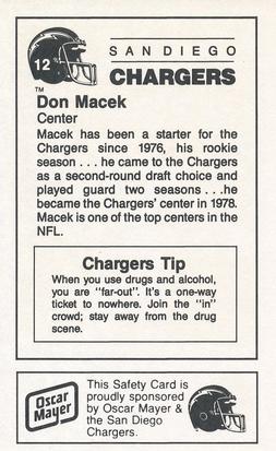 1987 San Diego Chargers Police #12 Don Macek Back
