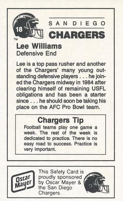 1987 San Diego Chargers Police #18 Lee Williams Back