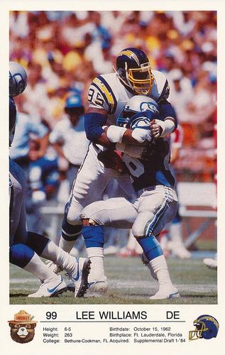 1987 San Diego Chargers Smokey #NNO Lee Williams Front