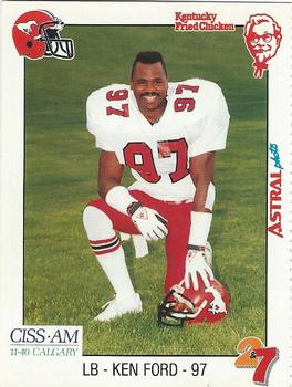 1990 Kentucky Fried Chicken Calgary Stampeders (CFL) #NNO Ken Ford Front
