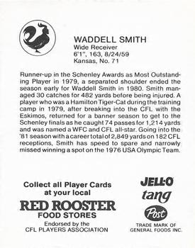 1981 Red Rooster Edmonton Eskimos #NNO Waddell Smith Back