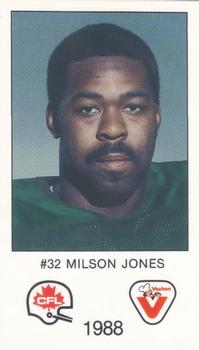 1988 Vachon CFL #NNO Milson Jones Front