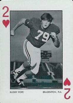 1973 Alabama Crimson Tide Playing Cards (White Backs) #2♥ Buddy Pope Front