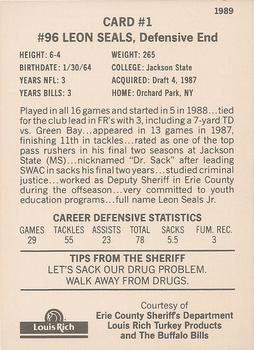 1989 Buffalo Bills Police #1 Leon Seals Back