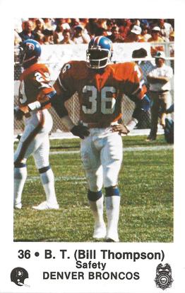 1982 Denver Broncos Police #36 Bill Thompson Front