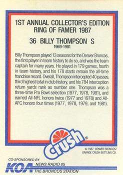 1987 Orange Crush Denver Broncos #1 Billy Thompson Back