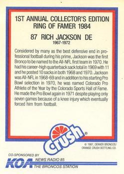 1987 Orange Crush Denver Broncos #5 Rich Jackson Back