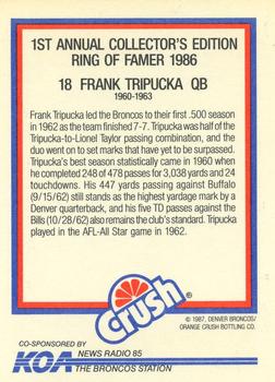 1987 Orange Crush Denver Broncos #8 Frank Tripucka Back