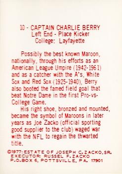 1977 Pottsville Maroons 1925 #10 Charlie Berry Back