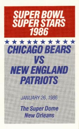 1986 Super Bowl Super Stars Police #1 Title Card Front