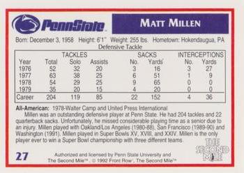 1991-92 Front Row Penn State Nittany Lions All-Americans #27 Matt Millen Back