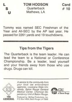 1987 LSU Tigers Police #10 Tommy Hodson Back