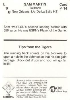 1987 LSU Tigers Police #14 Sam Martin Back