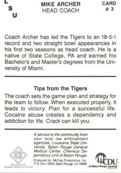 1989 LSU Tigers Police #3 Mike Archer Back