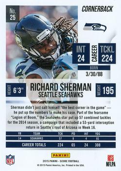 2015 Score #25 Richard Sherman Back