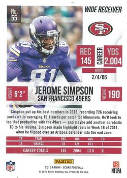 2015 Score #55 Jerome Simpson Back