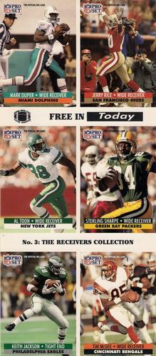 1991 Pro Set - UK Today Sheets #3 Mark Duper / Jerry Rice / Al Toon / Sterling Sharpe / Keith Jackson / Tim McGee Front