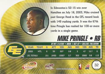 2003 Pacific Atomic CFL #32 Mike Pringle Back