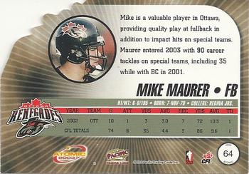 2003 Pacific Atomic CFL - Red #64 Mike Maurer Back