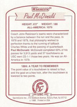 1988 Southern Cal Winners #NNO Paul McDonald Back