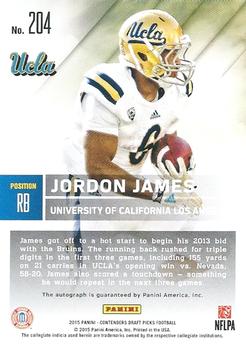 2015 Panini Contenders Draft Picks - College Draft Ticket Blue Foil #204 Jordon James Back
