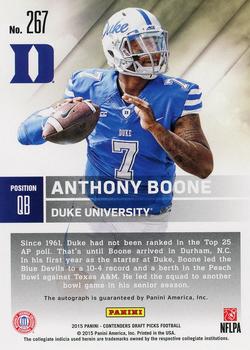 2015 Panini Contenders Draft Picks - College Draft Ticket Blue Foil #267 Anthony Boone Back