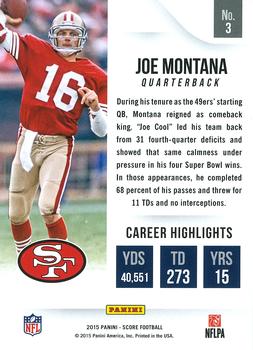 2015 Score - All-Time Franchise #3 Joe Montana Back