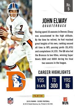2015 Score - All-Time Franchise #5 John Elway Back