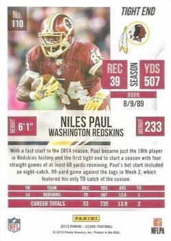 2015 Score - End Zone #110 Niles Paul Back
