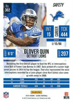 2015 Score - Gold Zone #302 Glover Quin Back