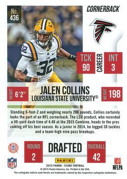 2015 Score - Scorecard #436 Jalen Collins Back
