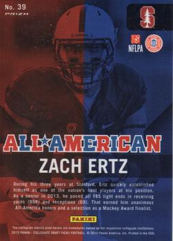 2015 Panini Prizm Collegiate Draft Picks - All Americans #39 Zach Ertz Back
