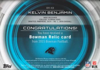 2015 Bowman - Relics #BR-KB Kelvin Benjamin Back