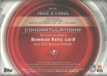 2015 Bowman - Relics #BR-ME Mike Evans Back