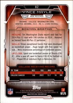 2015 Bowman - Rookies Purple #82 Vince Mayle Back